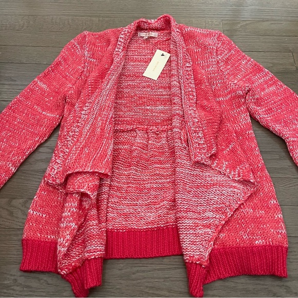 NWT Skies Are Blue Cardigan Red Sweater Open Draped Knit Cardigan Size Medium - Picture 1 of 8
